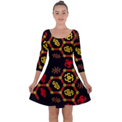 Algorithmic Drawings Quarter Sleeve Skater Dress by Sudhe