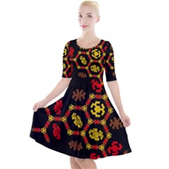 Algorithmic Drawings Quarter Sleeve A-line Dress by Sudhe