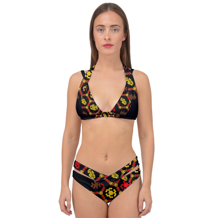 Algorithmic Drawings Double Strap Halter Bikini Set