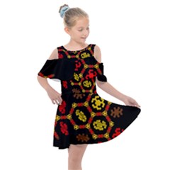 Algorithmic Drawings Kids  Shoulder Cutout Chiffon Dress by Sudhe