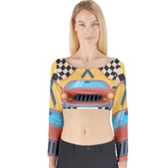 Automobile Car Checkered Drive Long Sleeve Crop Top by Sudhe