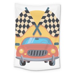 Automobile Car Checkered Drive Large Tapestry by Sudhe