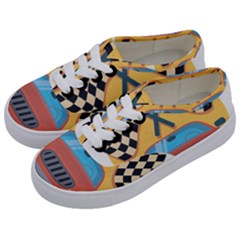 Automobile Car Checkered Drive Kids  Classic Low Top Sneakers by Sudhe