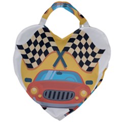 Automobile Car Checkered Drive Giant Heart Shaped Tote by Sudhe