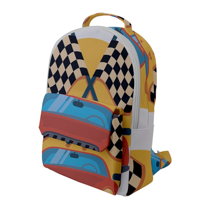 Automobile Car Checkered Drive Flap Pocket Backpack (Large)