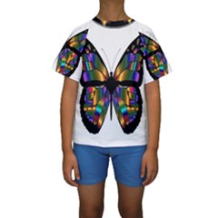 Abstract Animal Art Butterfly Kids  Short Sleeve Swimwear by Sudhe