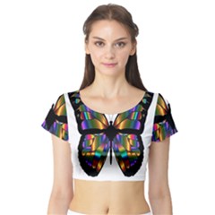 Abstract Animal Art Butterfly Short Sleeve Crop Top by Sudhe