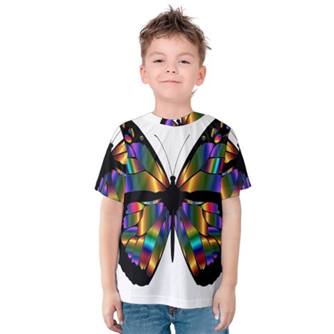 Abstract Animal Art Butterfly Kids  Cotton Tee by Sudhe