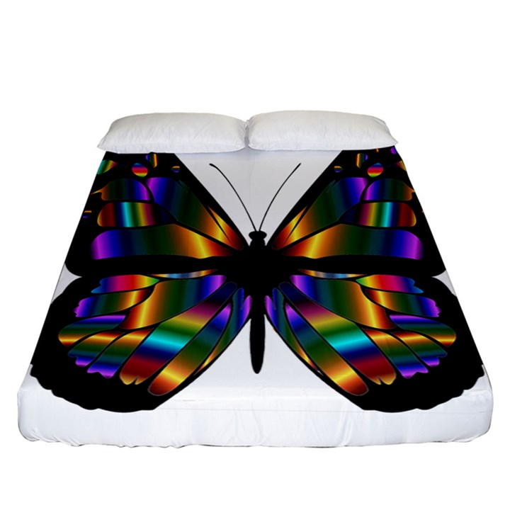 Abstract Animal Art Butterfly Fitted Sheet (California King Size)