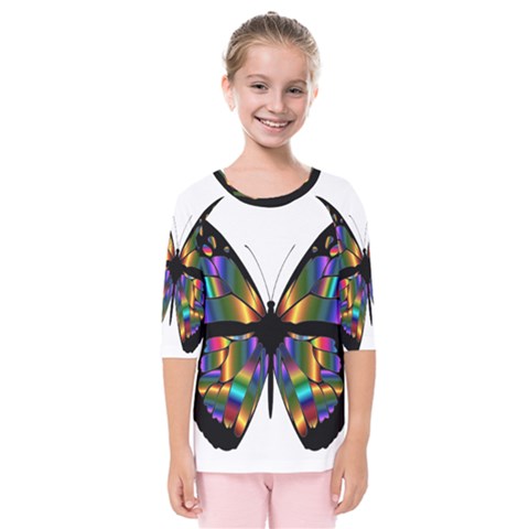 Abstract Animal Art Butterfly Kids  Quarter Sleeve Raglan Tee by Sudhe