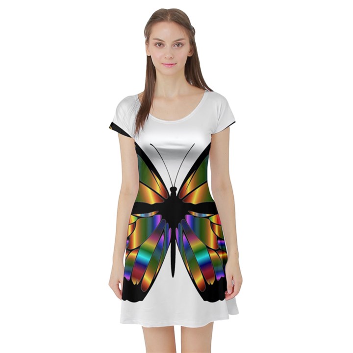 Abstract Animal Art Butterfly Short Sleeve Skater Dress