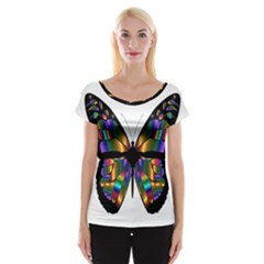 Abstract Animal Art Butterfly Cap Sleeve Top by Sudhe