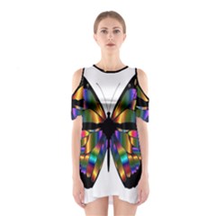 Abstract Animal Art Butterfly Shoulder Cutout One Piece Dress by Sudhe