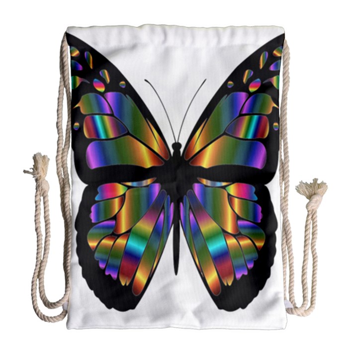 Abstract Animal Art Butterfly Drawstring Bag (Large)