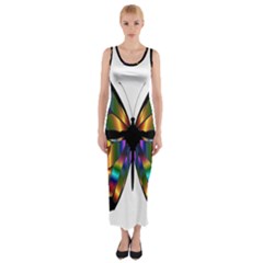 Abstract Animal Art Butterfly Fitted Maxi Dress by Sudhe