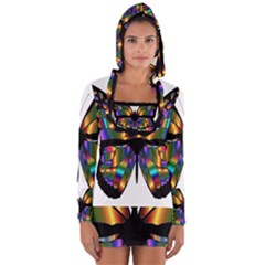 Abstract Animal Art Butterfly Long Sleeve Hooded T-shirt by Sudhe