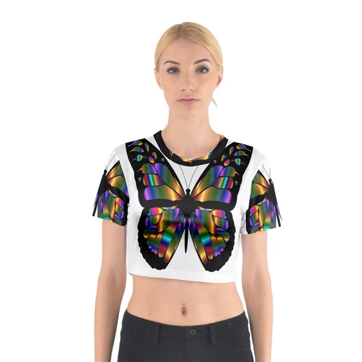 Abstract Animal Art Butterfly Cotton Crop Top