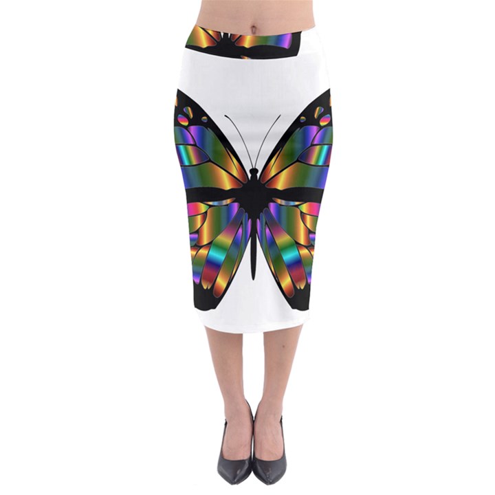 Abstract Animal Art Butterfly Midi Pencil Skirt