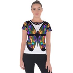 Abstract Animal Art Butterfly Short Sleeve Sports Top  by Sudhe