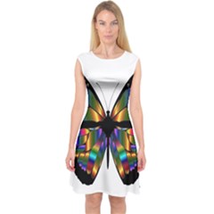 Abstract Animal Art Butterfly Capsleeve Midi Dress by Sudhe