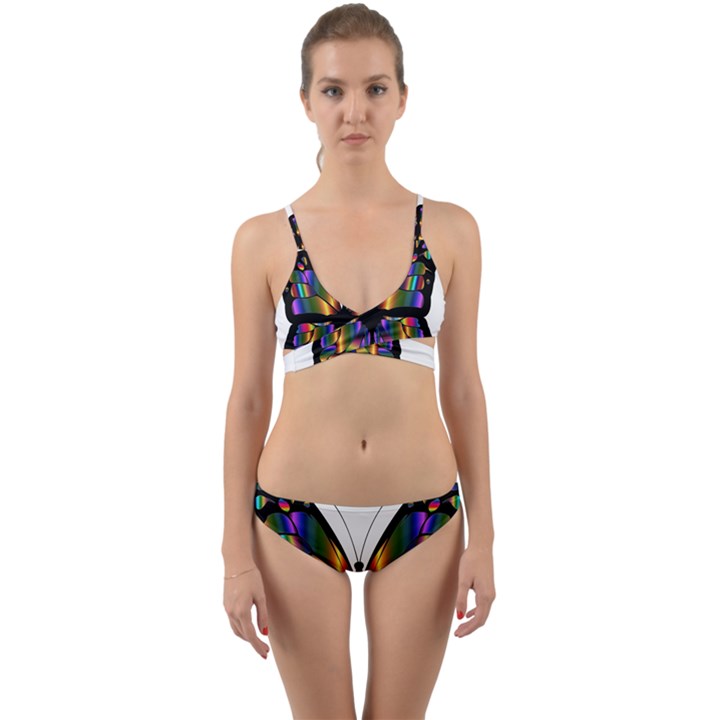 Abstract Animal Art Butterfly Wrap Around Bikini Set