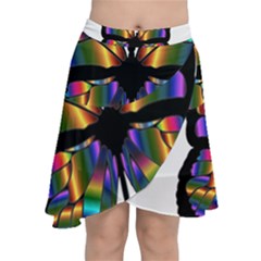 Abstract Animal Art Butterfly Chiffon Wrap Front Skirt by Sudhe