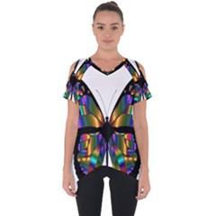 Abstract Animal Art Butterfly Cut Out Side Drop Tee by Sudhe