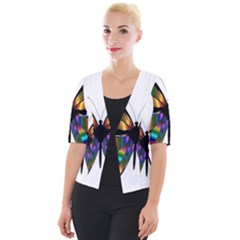 Abstract Animal Art Butterfly Cropped Button Cardigan by Sudhe