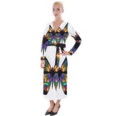 Abstract Animal Art Butterfly Velvet Maxi Wrap Dress