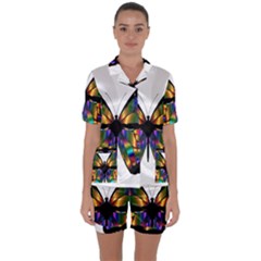 Abstract Animal Art Butterfly Satin Short Sleeve Pyjamas Set by Sudhe