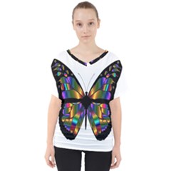 Abstract Animal Art Butterfly V-neck Dolman Drape Top by Sudhe