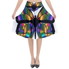 Abstract Animal Art Butterfly Flared Midi Skirt by Sudhe