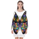 Abstract Animal Art Butterfly Long Sleeve Chiffon Shift Dress  View1