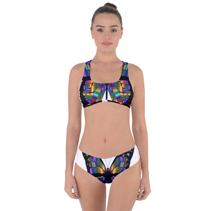 Abstract Animal Art Butterfly Criss Cross Bikini Set