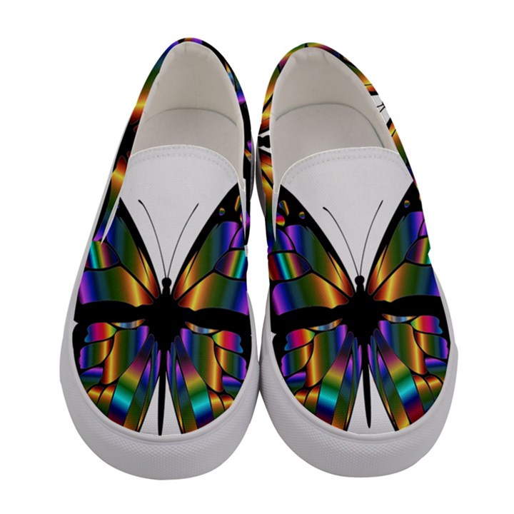 Abstract Animal Art Butterfly Women s Canvas Slip Ons