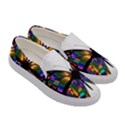 Abstract Animal Art Butterfly Women s Canvas Slip Ons View3