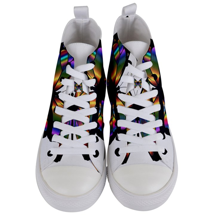 Abstract Animal Art Butterfly Women s Mid-Top Canvas Sneakers