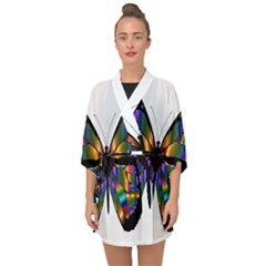 Abstract Animal Art Butterfly Half Sleeve Chiffon Kimono by Sudhe