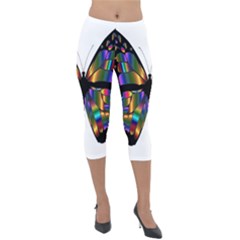 Abstract Animal Art Butterfly Lightweight Velour Capri Leggings  by Sudhe