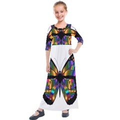 Abstract Animal Art Butterfly Kids  Quarter Sleeve Maxi Dress by Sudhe