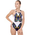 Abstract Animal Art Butterfly High Neck One Piece Swimsuit View1