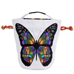 Abstract Animal Art Butterfly Drawstring Bucket Bag by Sudhe