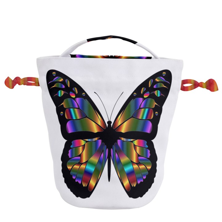 Abstract Animal Art Butterfly Drawstring Bucket Bag