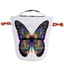 Abstract Animal Art Butterfly Drawstring Bucket Bag View2