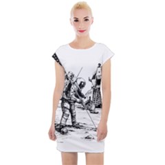 Apollo Moon Landing Nasa Usa Cap Sleeve Bodycon Dress by Sudhe