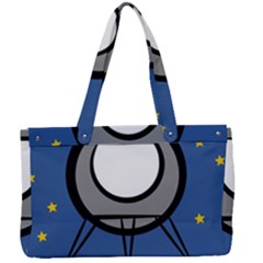 A Rocket Ship Sits On A Red Planet With Gold Stars In The Background Canvas Work Bag by Sudhe