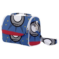 A Rocket Ship Sits On A Red Planet With Gold Stars In The Background Satchel Shoulder Bag by Sudhe