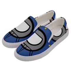 A Rocket Ship Sits On A Red Planet With Gold Stars In The Background Men s Canvas Slip Ons by Sudhe