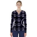 Anchor Pattern V-Neck Long Sleeve Top View1