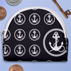 Anchor Pattern Horseshoe Style Canvas Pouch by Sudhe